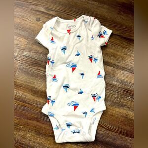 Carter’s Just One You Sail Boat White Baby Boy Onesie Size 3M